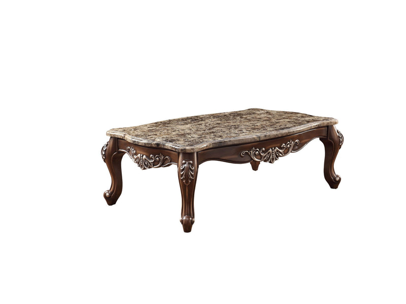 Faux Marble And Solid And Manufactured Wood Coffee Table - Brown And Oak