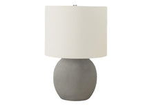 Load image into Gallery viewer, Concrete Round Table Lamp With Ivory Drum Shade - Gray
