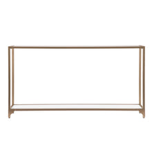 Load image into Gallery viewer, 56" Glass Mirrored Frame Console Table With Shelves - Clear / Gold
