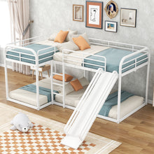 Load image into Gallery viewer, Full and Twin Size L-Shaped Bunk Bed with Slide and Short Ladder, White
