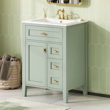 Load image into Gallery viewer, Bathroom Vanity With Sink, 3 Drawers &amp; Cabinet With 2 Tier Door Storage Rack, Soft Close Doors &amp; Drawers
