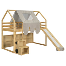 Load image into Gallery viewer, Loft Bed With House Shaped Frame And Tent

