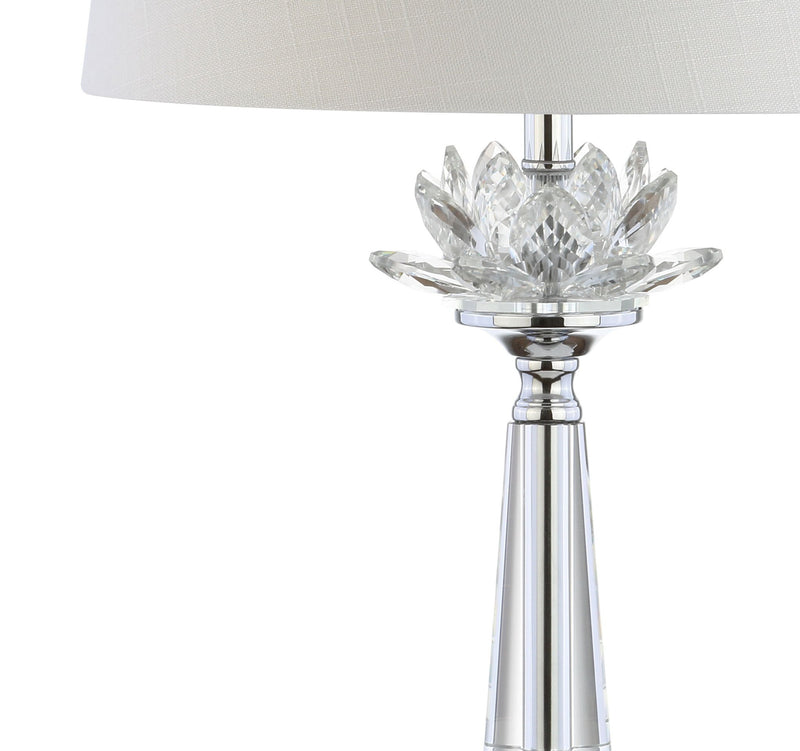 25" Novelty Table Lamp LED With Drum Shade - Clear / Pearl Silver