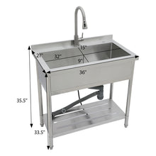 Load image into Gallery viewer, Stainless Steel Freestanding Utility Sink With Pull Out Faucet, Large Single Bowl - Brushed Nickel
