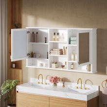 Load image into Gallery viewer, Wall Mount Mirror Cabinet With Adjustable Shelves - White
