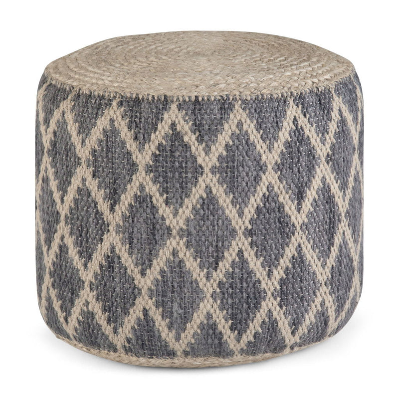 Jute Round Pouf Ottoman - Gray