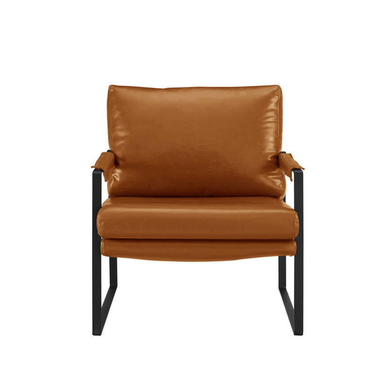 Faux Leather And Black Arm Chair 27" - Brown