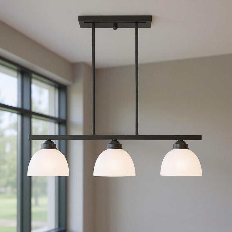 14'' Three-Light Dimmable Chandelier With Shades - Bronze