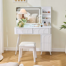 Load image into Gallery viewer, Wood Mirrored Four Drawer Vanity Table Lights - White
