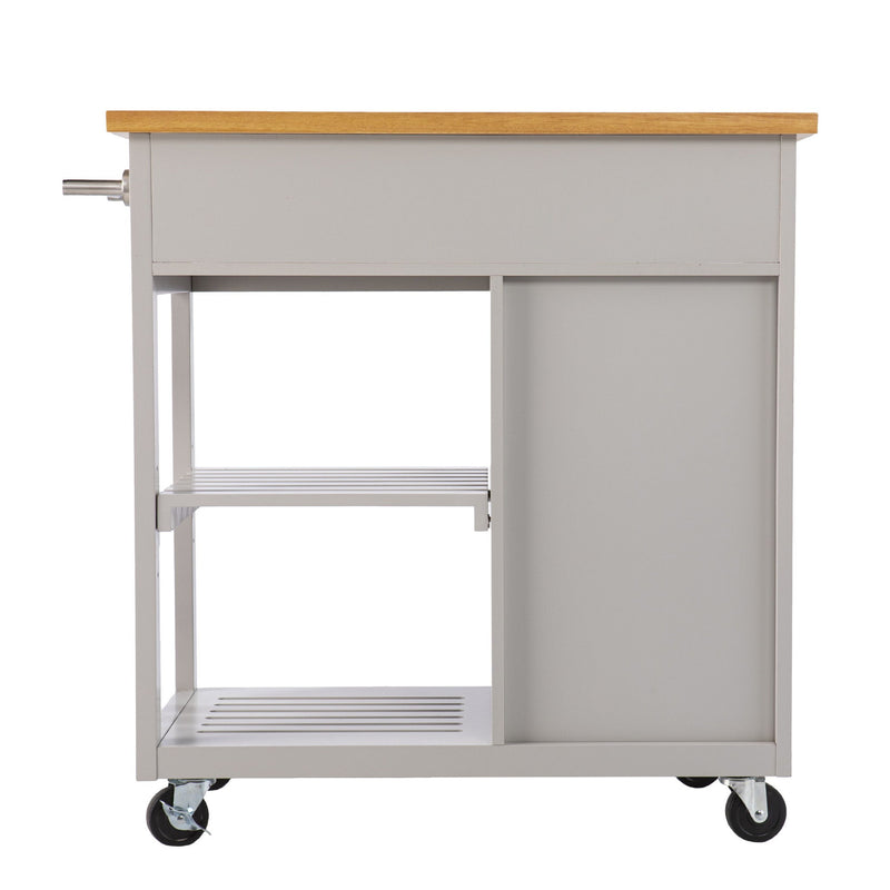 35" Rolling Kitchen Island With Storage - Gray