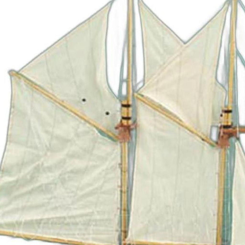 Hand Painted Model Boat - Beige / Dark Green