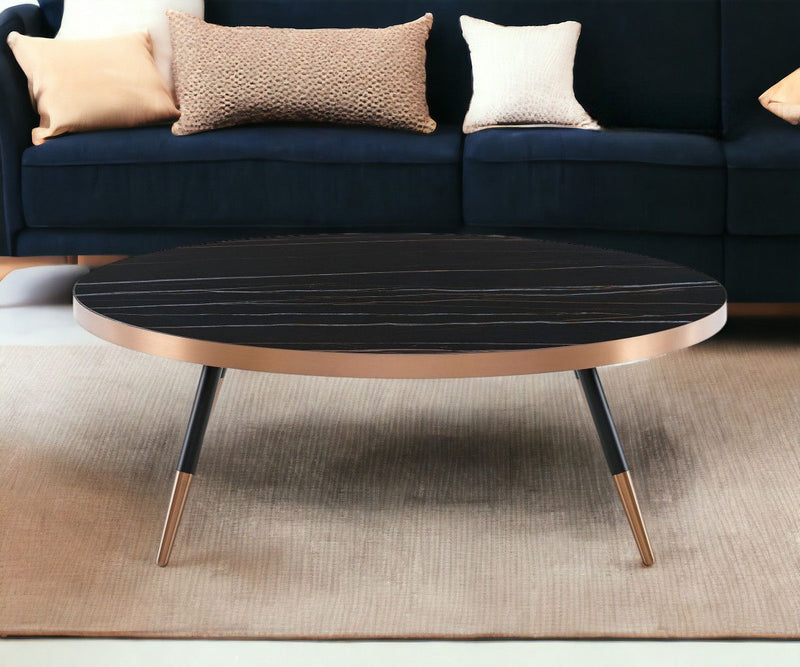 Modern Large Ceramic Coffee Table - Black And Gold