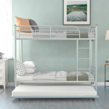 Load image into Gallery viewer, Twin-Over-Twin Metal Bunk Bed With Trundle,Can be Divided into two beds,No Box Spring needed ,White ( old sku: MF194806AAN )
