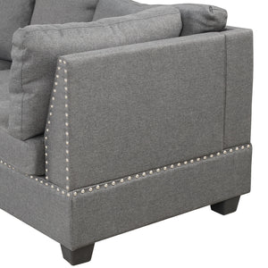 104.5" Reversible Sectional Sofa Space Saving with Storage Ottoman Rivet Ornament L-shape Couch for Small or Large Space Dorm Apartment,Gray(old SG000405AAA)