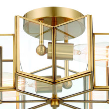 Load image into Gallery viewer, Unique Statement Two Light Metal Dimmable Flush Chandelier With Shades - Brass
