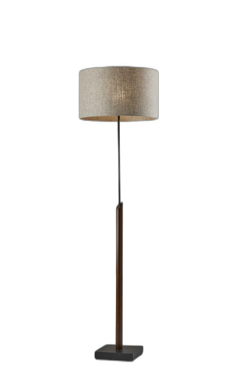 Traditional Shaped Floor Lamp With Beige Drum Shade - Black / Beige