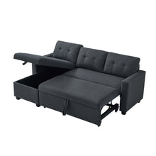 Load image into Gallery viewer, Upholstered Pull Out Sectional Sofa with Storage Chaise, Convertible Corner Couch, Dark Grey
