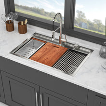 Load image into Gallery viewer, 33" Drop In Kitchen Sink With Workstation, 16 Gauge Stainless Steel - Brushed Nickel
