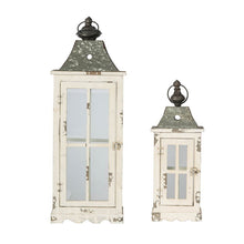 Load image into Gallery viewer, Wooden Candle Lantern Decorative, Hurricane Lantern Holder Decor For Indoor Outdoor, Home Garden - Ivory

