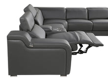 Load image into Gallery viewer, Italian Leather Power Reclining U-Shaped Eight Piece Corner Sectional With Console - Dark Gray
