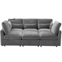 Load image into Gallery viewer, Modern Modular U-Shaped Sofa Bed With Movable Ottoman, USB Ports, Phone Holder
