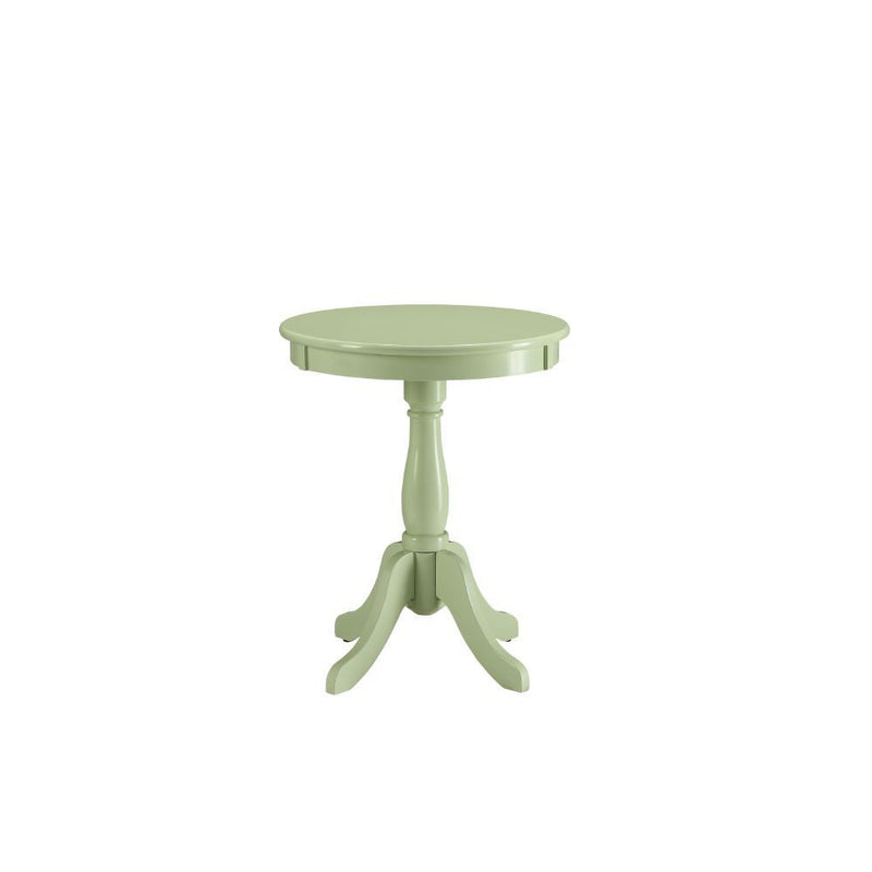 Solid Wooden Pedestal Side Table - Light Green