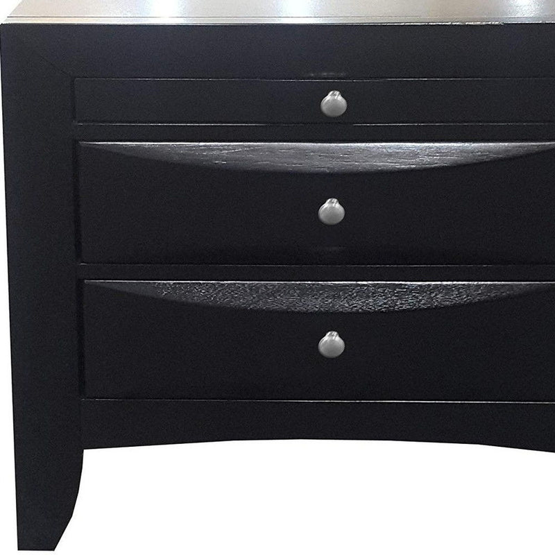 Three Drawers Nightstand - Black