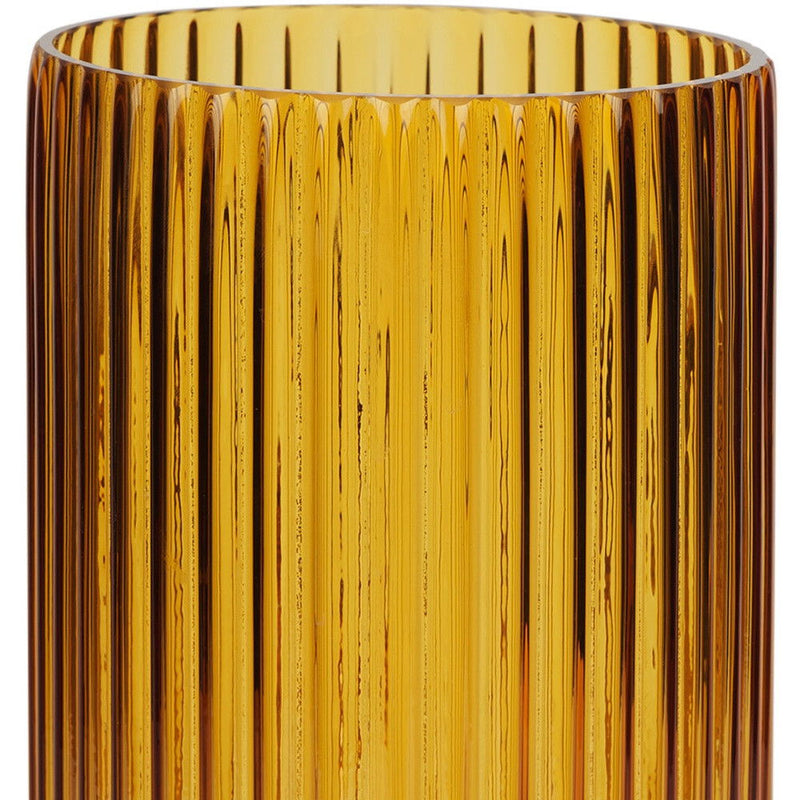 Ribbed Cylinder Table Vase - Amber