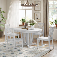 Load image into Gallery viewer, Topmax - 5 Piece Rustic Extendable Dining Table Set Round Trestle Table And 4 Cross Back Dining Chairs For Kitchen, Dining Room
