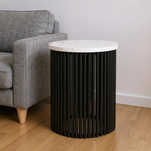 Load image into Gallery viewer, Marble Round End Table - White / Black
