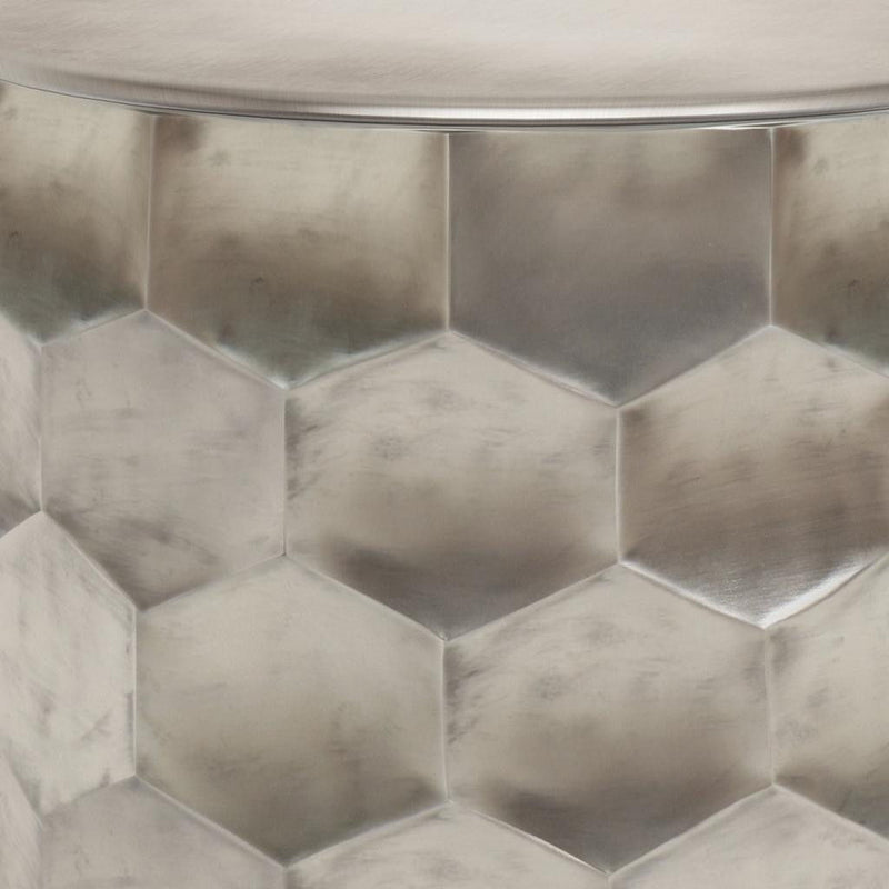 Industrial Metal Round End Table - Silver