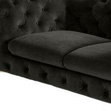 Load image into Gallery viewer, Velour Chesterfield Loveseat - Dark Gray / Gold
