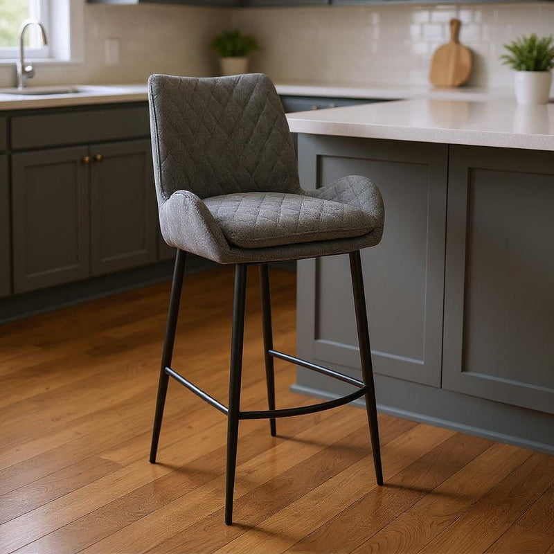 38" Iron Counter Height Bar Chair - Charcoal