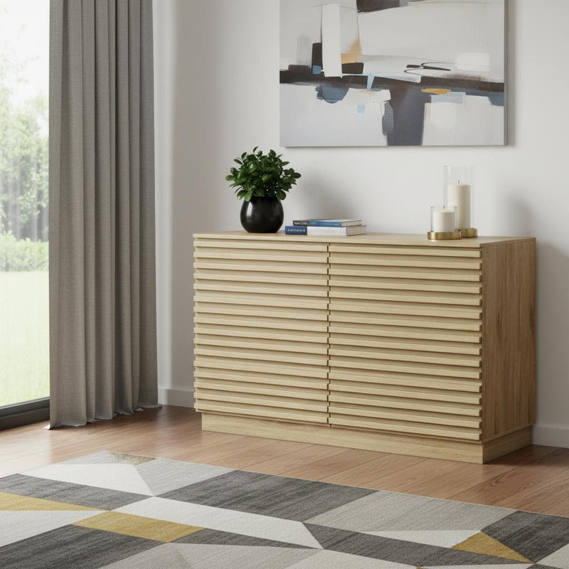 Solid Wood Console Accent Cabinet With Six Drawers - Oak