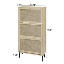 Load image into Gallery viewer, Modern Rattan 3 Door Shoe Rack Cabinet For Entryway
