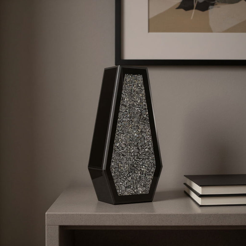 Table Vase With Faux Crystals - Black / Silver