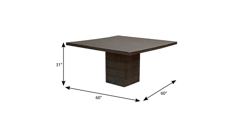 60" Antique Square Solid Wood Dining Table - Brown
