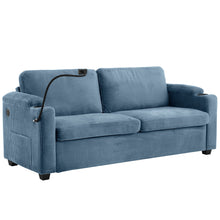 Load image into Gallery viewer, Corduroy Sleeper Sofa Loveseat Sofa With Full Size Mattress, 2 USB Ports, 2 Cup Holders, 2 Side Pockets And Phone Holder
