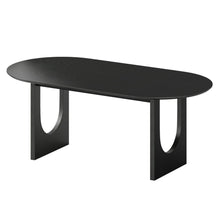 Load image into Gallery viewer, Wood Mirrored Double Pedestal Base Oval Dining Table - Black
