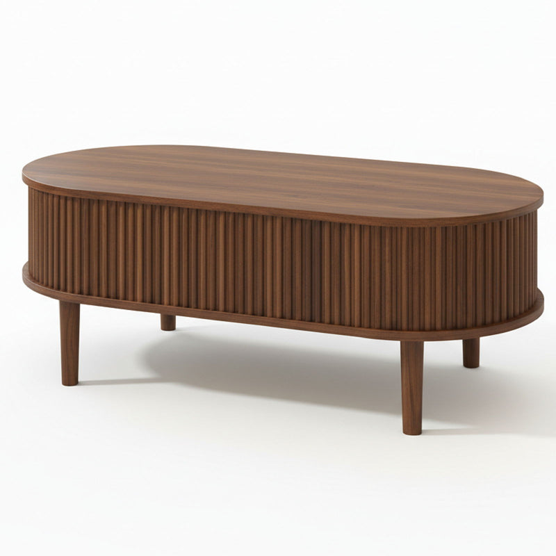 Wood Oval Lift Top Coffee Table - Brown