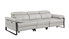 Load image into Gallery viewer, Top Grain Leather Reclining Metal USB Sofa (720333) - Light Gray
