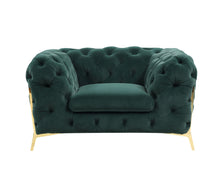 Load image into Gallery viewer, Velvet Tufted Club Chair - Green And Gold
