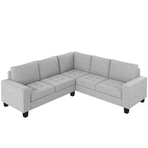 Orisfur. Sectional Corner Sofa L-shape Couch Space Saving with Storage Ottoman & Cup Holders Design for Large Space Dorm Apartment,Light Grey