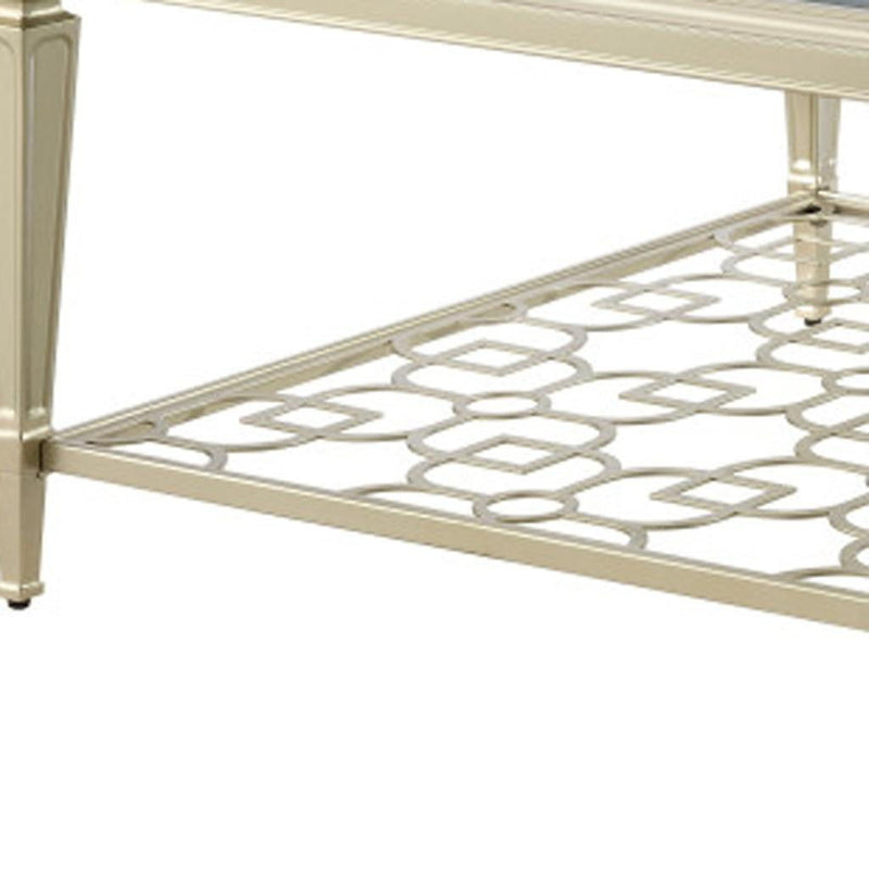 Glass Steel Coffee Table - Clear / Champagne