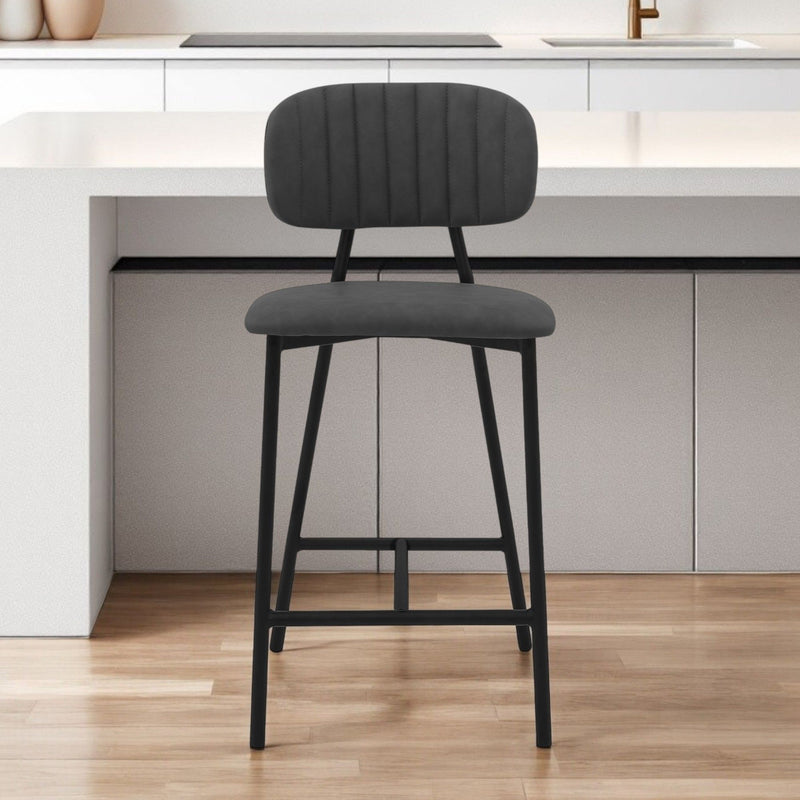 37" Low Back Counter Height Bar Chair - Gray / Black
