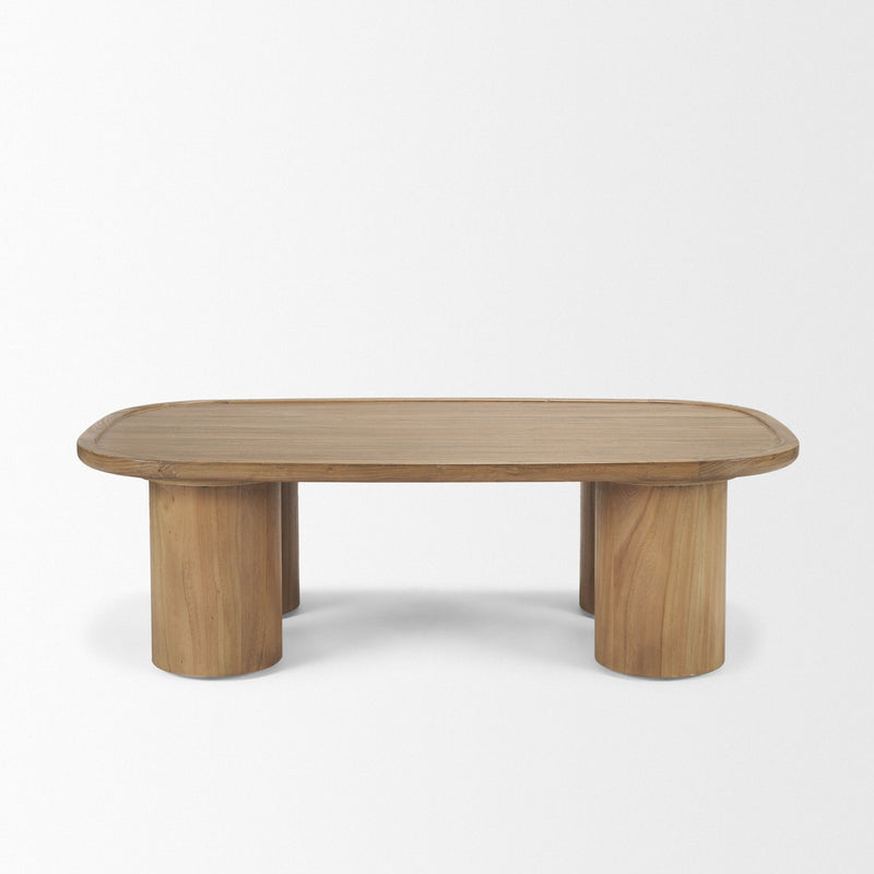 55" Solid Wood Oval Coffee Table - Natural