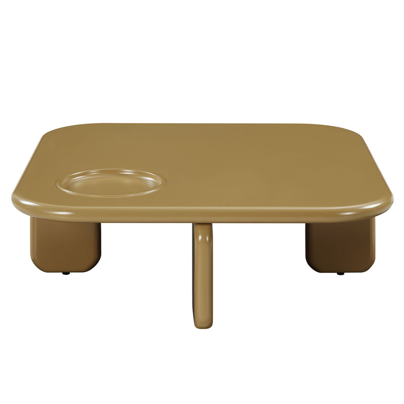 Golden Wood Square Coffee Table - Gold / Brown