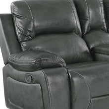 Load image into Gallery viewer, Faux Leather Manual Reclining Love Seat With Storage - Gray
