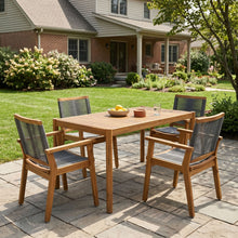 Load image into Gallery viewer, 5 Piece Outdoor Dining Set With Table And Arm Chairs - Dark Gray / Light Teak / Teak
