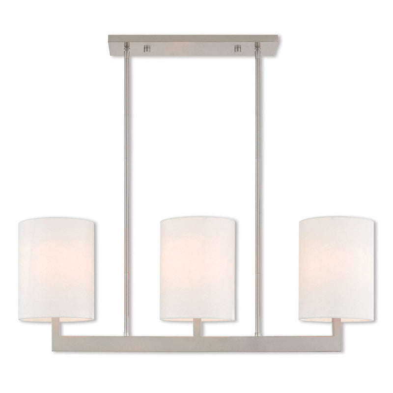 22'' Three-Light Dimmable Chandelier With Shades - Nickel